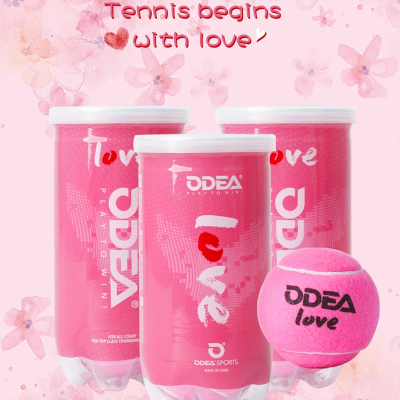 

Training Pink Tennis Balls ODEA LOVE Game Competition Training for Women Beginners Gift 3 Cans Rebound wear-resistant