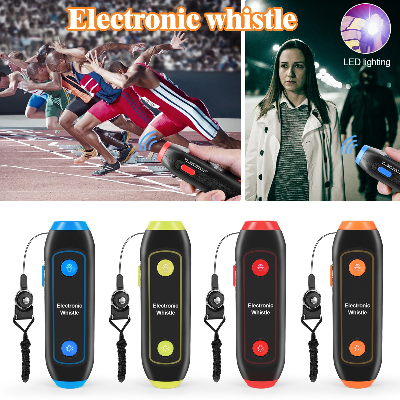 Electronic Whistle Handheld Electric With Lanyard SOS Light Flashlight For Coaches Referees P.E. Teacher