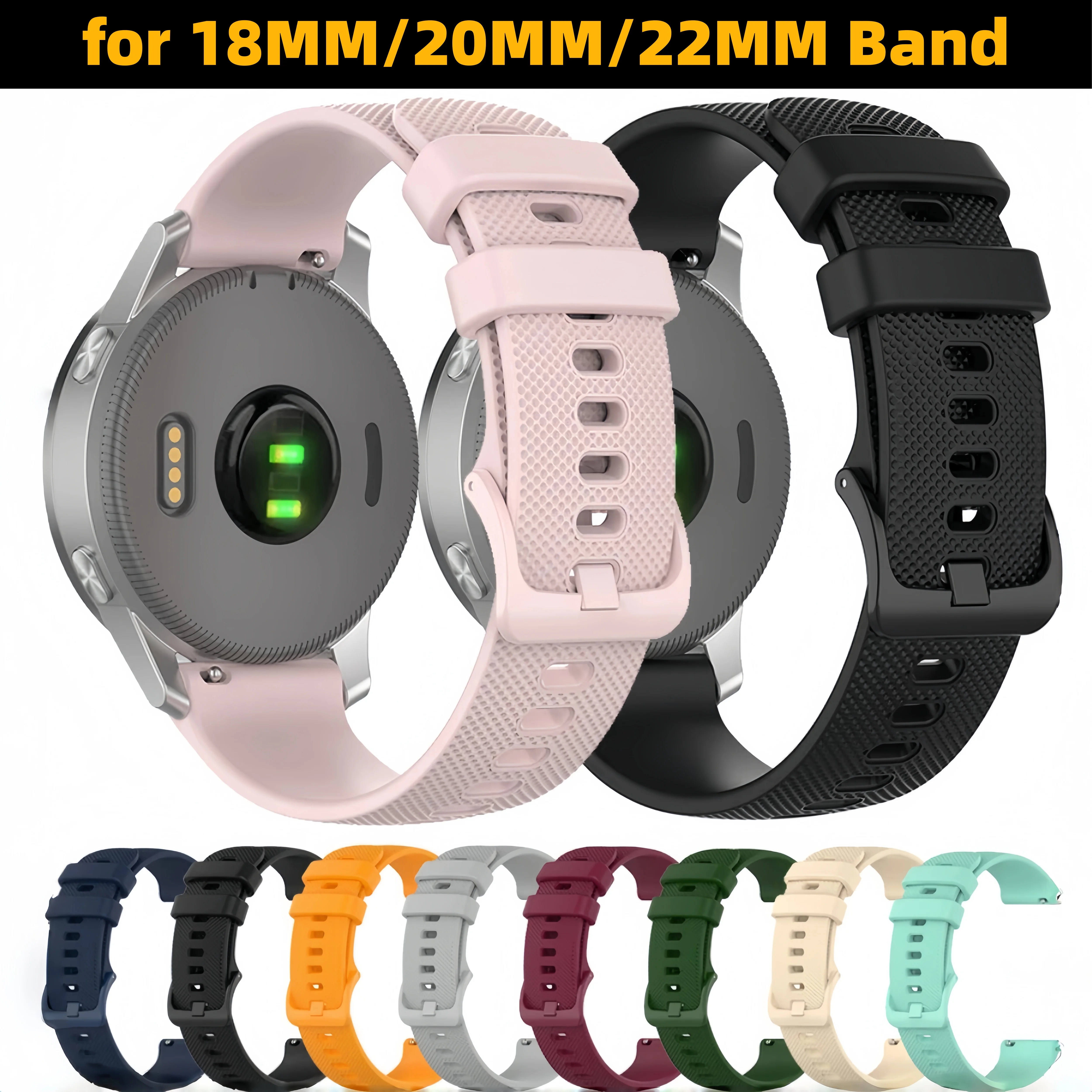 Official Silicone Strap - Premium Wristband for Smartwatches (18mm/20mm/22mm)