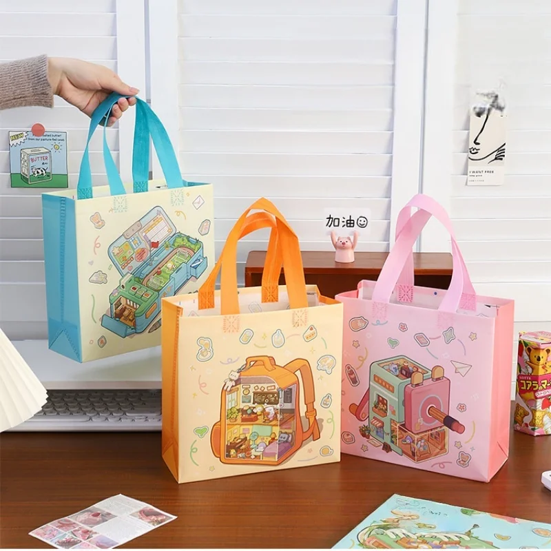 2025 Cute Cartoon Non-Woven Tote Bags, Reusable Pastel Gift Bags for Kids Birthday Part... - SKU NWTB1525 - UGI Packaging