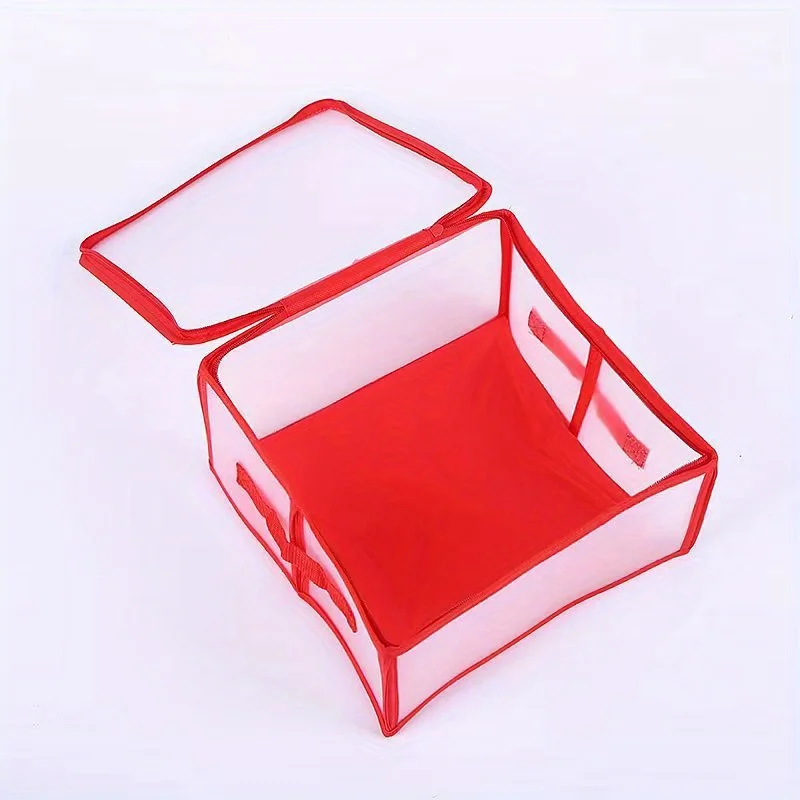 32-Compartment Christmas Ornament Organizer Box With Zipper，With Handles For Easy Organization， holiday party supplies