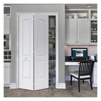 House Decoration 2 Panel White Bifold Closet Door Top Arch Panel Solid Wood Folding Sliding Doors 1