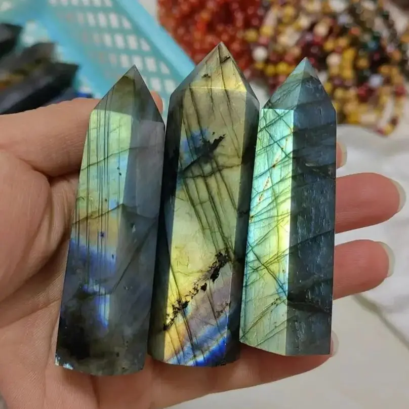 

Natural Labradorite Quartz, Hexagonal Prisms, Obelisk Crystal Column, Wand Point, Healing Treatment Stone, Gifts