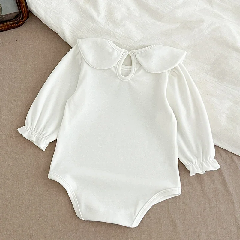 Baby Boys Girl Jumpsuit Autumn Newborn Romper Long Sleeved Solid Color Cotton Splicing Toddler Baby Girl Romper Children Clothes 6