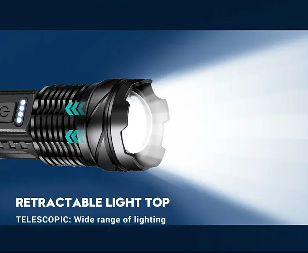 Description Picture 5 of itemHigh Power White Laser LED Flashlight Built-in Battery USB Rechargeable Strong Light Tactical Torch Outdoor Camping Hiking Lamp