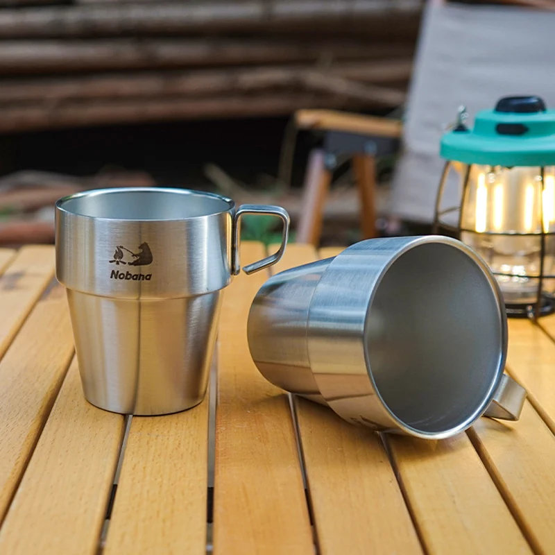 Outdoor Stainless Steel Double-Layer Water Cup, Camping Portable Insulated Cup, Coffee Cup, 4 or 6 Pcs Set 2