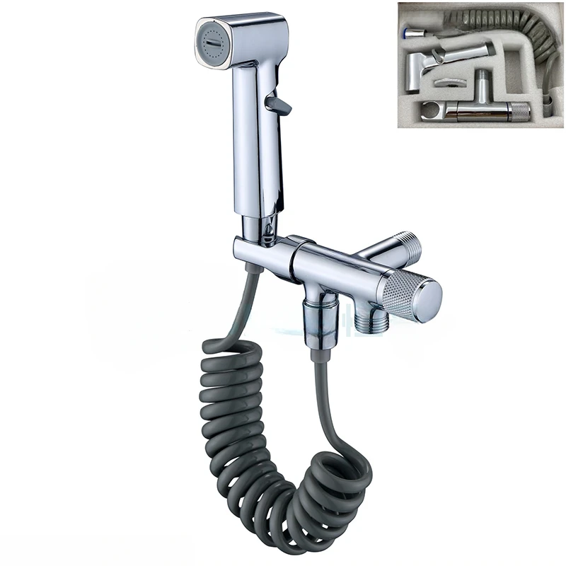 Description Picture 2 of itemWall Mount Two Out Water G1/2 Angle Valve Bathroom Shower Bidet Sprayer Set Hygienic Cleaning Sprayer for Toilet Accessories