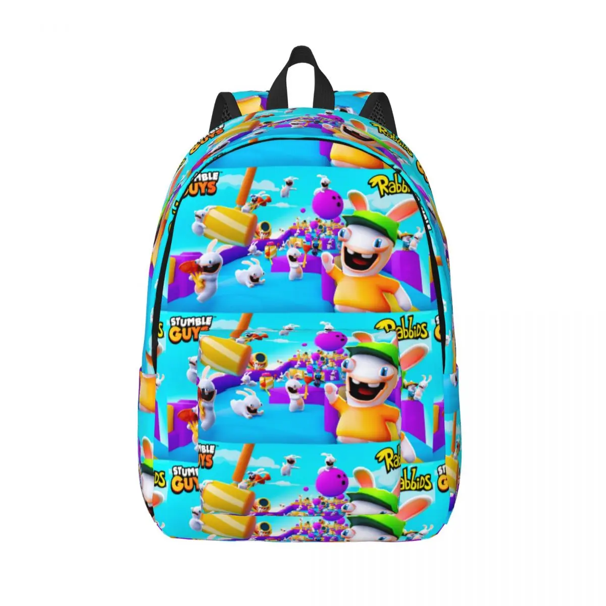 

Rabbit Stumble Guys Backpack Elementary High College School Student Book Bags Teens Canvas Daypack Durable