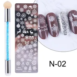 Nail Art Stamping Plates Set with Silicone Stamper and Brush - Floral and Geometric Design Templates (STZ-N02)
