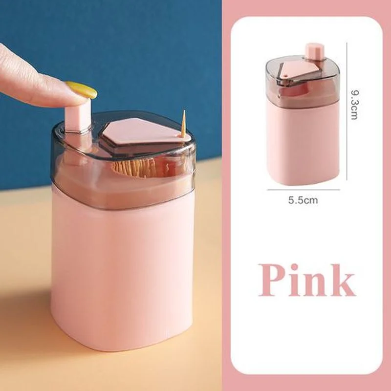 Portable Toothpick Holder Simple Desktop Pocket Toothpick Dispenser Bucket  Home Table Decoration Toothpick Box with Bamboo Lid