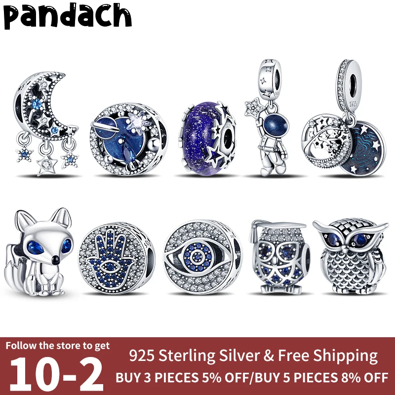 

925 оригинальные Подвески plata для браслета Pandora, горячая Распродажа, серебряные синие Подвески из бисера, женские подвесные бусины, бижутерия ...