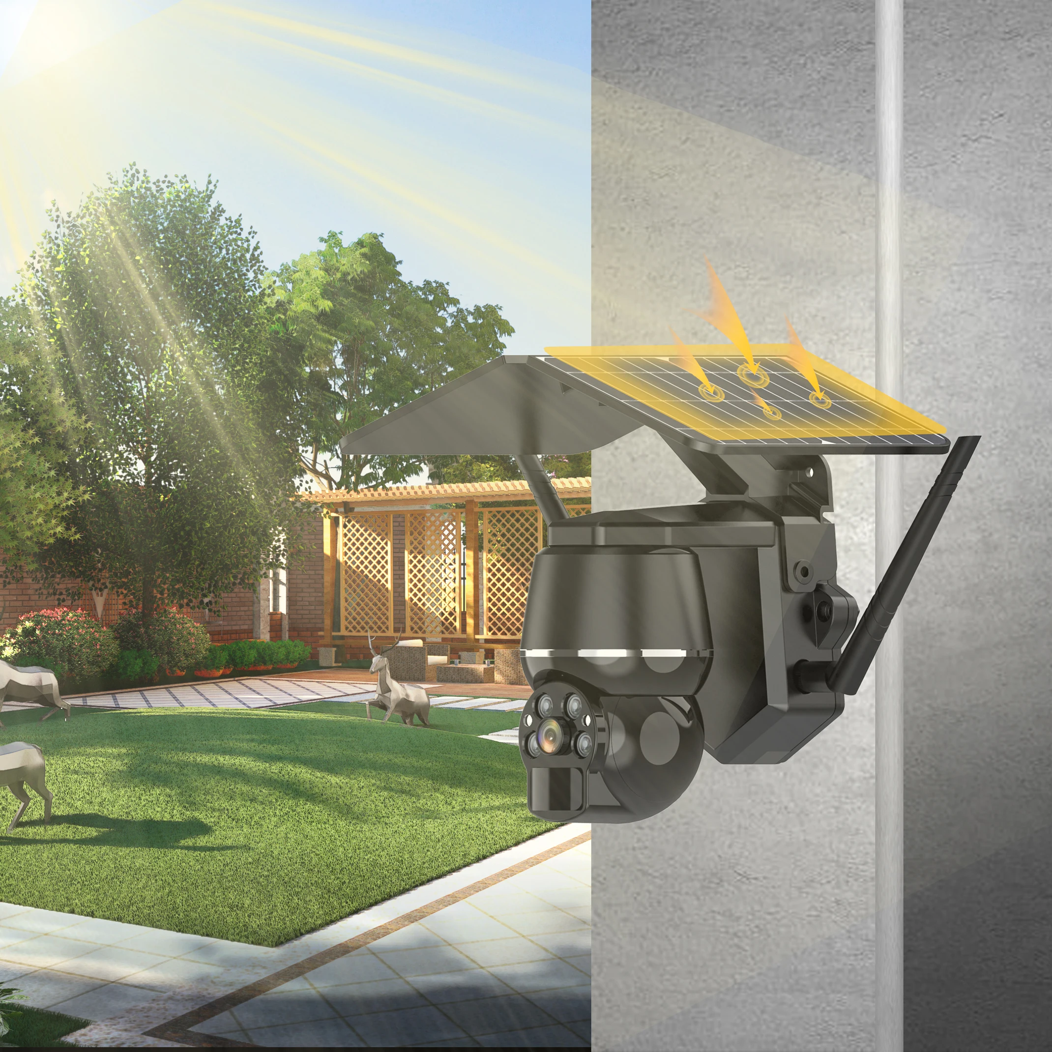 Vendita Calda Iegeek Farm Powered Wireless Security Solar 360 Street Lamp Cctv Wifi Camera Con Sim Card 4Mp Outdoor Waterproof