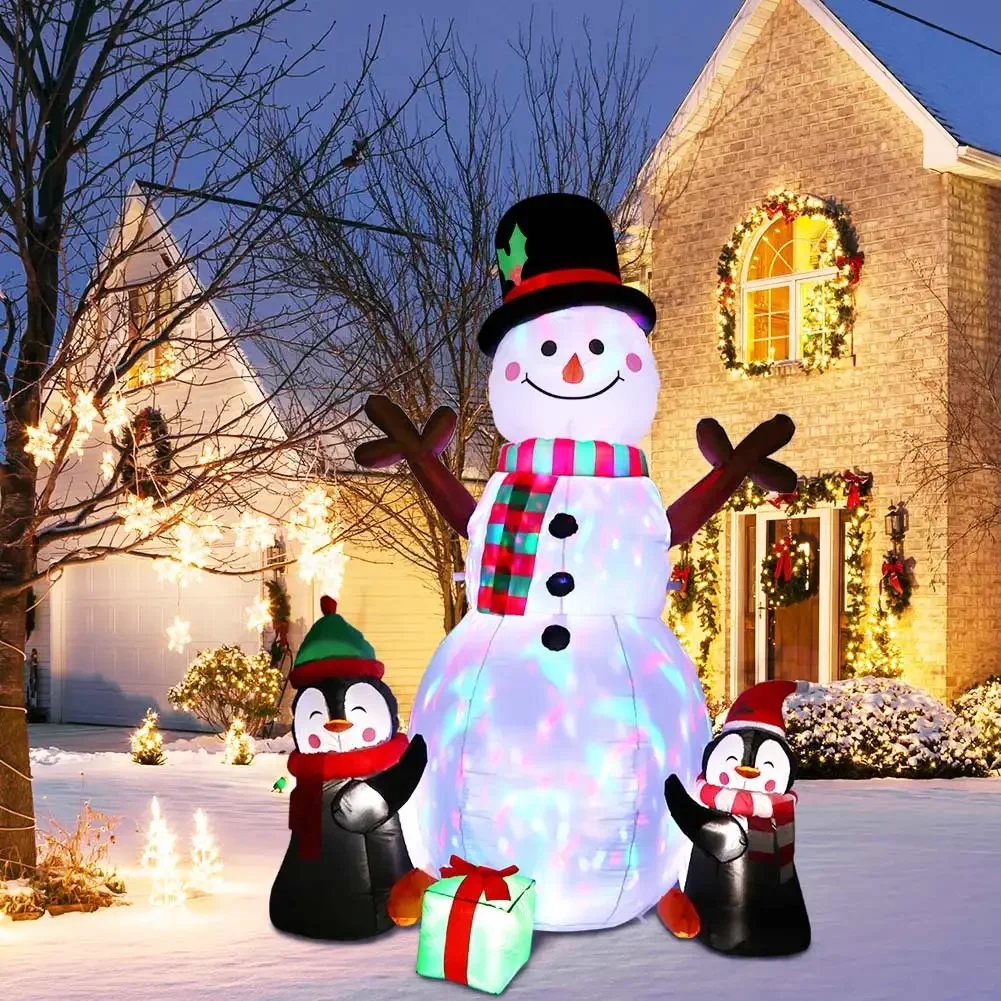 

6ft Christmas Inflatable Snowman Penguin Blow Up Yard Decorations with Rotating LED Lights for Indoor Outdoor Christmas Decor
