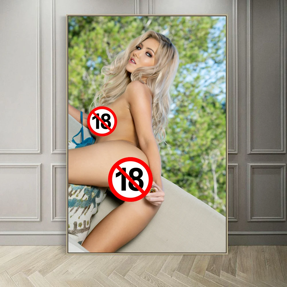 Seksi sarışın çıplak kız Pornstar Harli Lotts Modern sanat posterleri tuval  baskılar ev yatak odası duvar dekor için dekoratif boyama