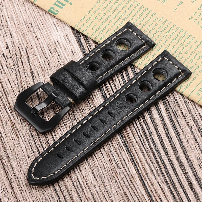 Breathable Vintage Leather Waterproof Sport Watch Strap Bracelet