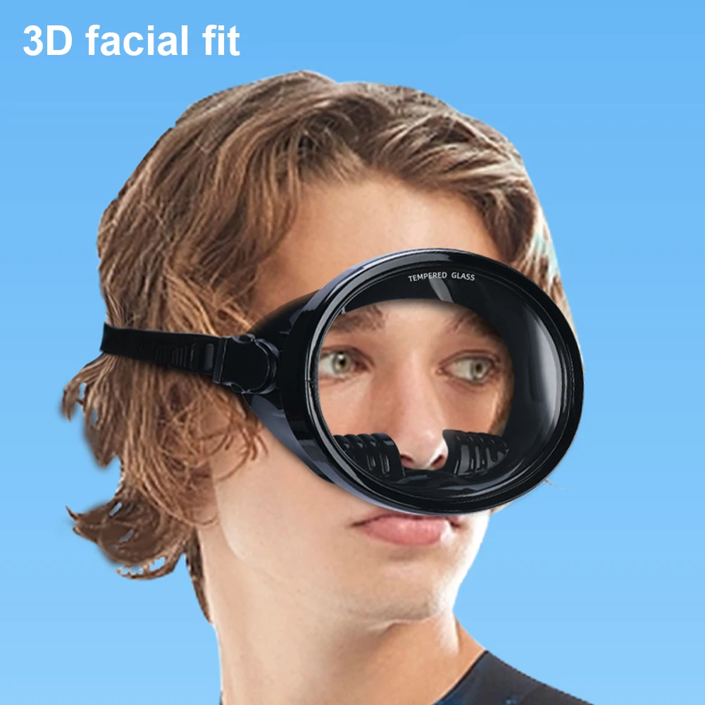 1Pc Oval Diving Mask Spearfishing Mask Classic Retro-Style Panoramic Wide View Scuba Goggles Tempered Glass Lens for Adults