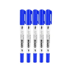 Set of 5/10 Erasable Double - Tip Whiteboard Markers - 3 Vibrant Colors for Smooth Writing in Office, School, and Meetings (Blue - 5 Pcs)