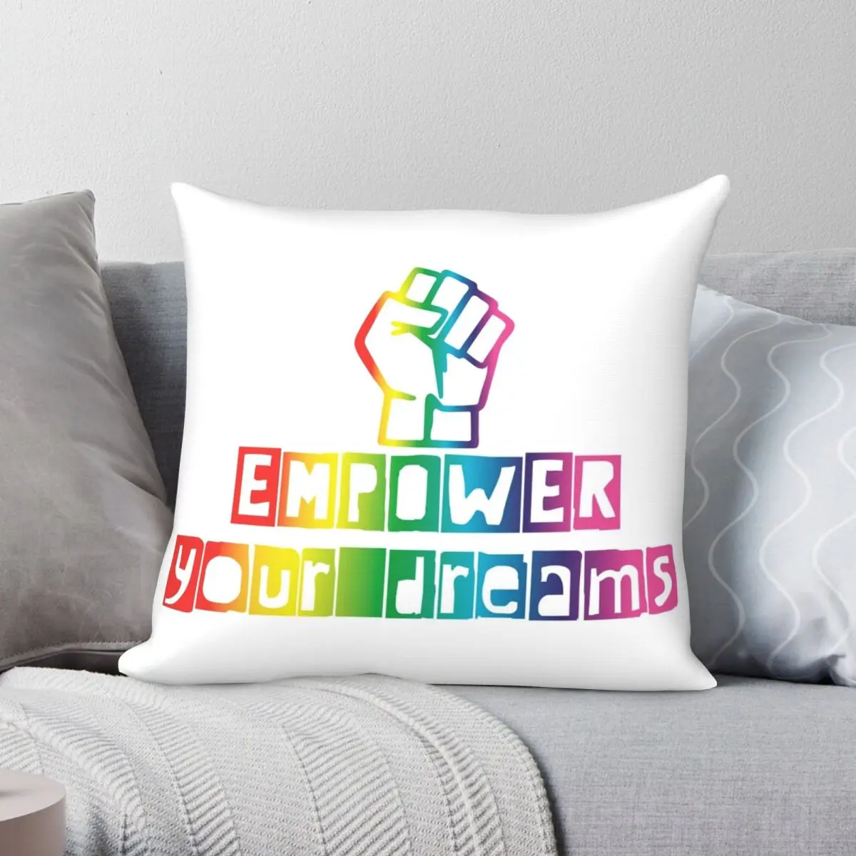 

Empower Your Dreams Square Pillowcase Polyester Linen Velvet Pattern Zip Decor Room Cushion Cover