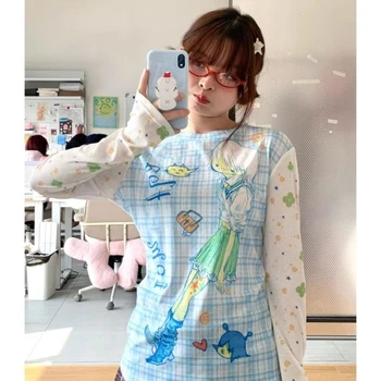 Deeptown Y2k Japanese Style Women's T-shirt Juminocore Harajuku Anime Print T Shirts Kawaii Female Vintage Long Sleeve Tees Slim 1