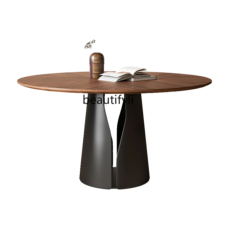 

Nordic Solid Wood round Dining Table Home Small Apartment Retro Patchwork Table and Chair Combination Modern Minimalist