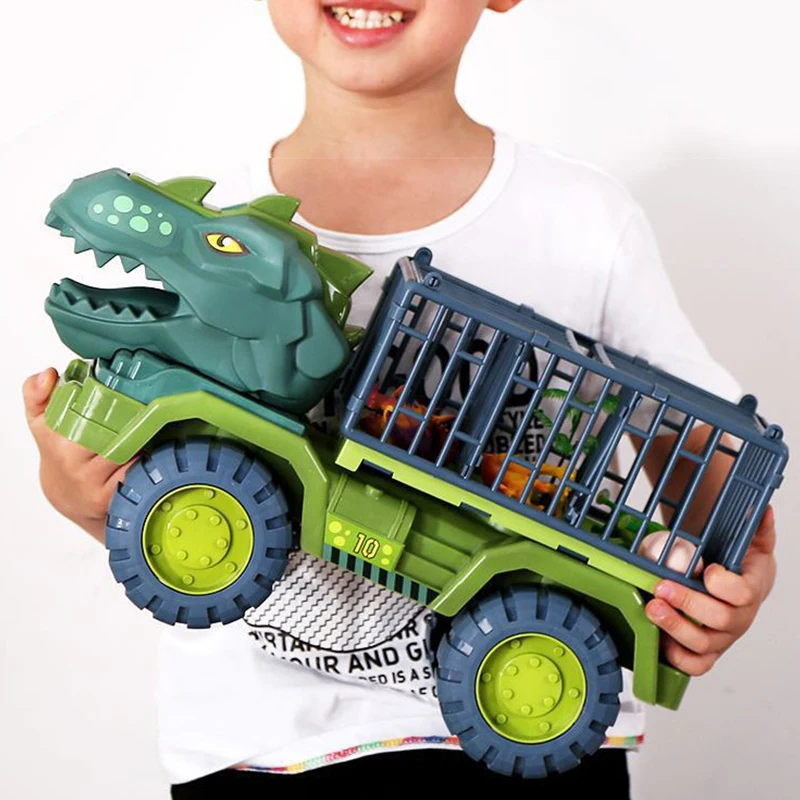 

Dinosaurs Transport Car Carrier Truck Toy Tyrannosaurus Rex Triceratops Animal Model Pull Back Truck Kids Toy Boys Birthday Gift