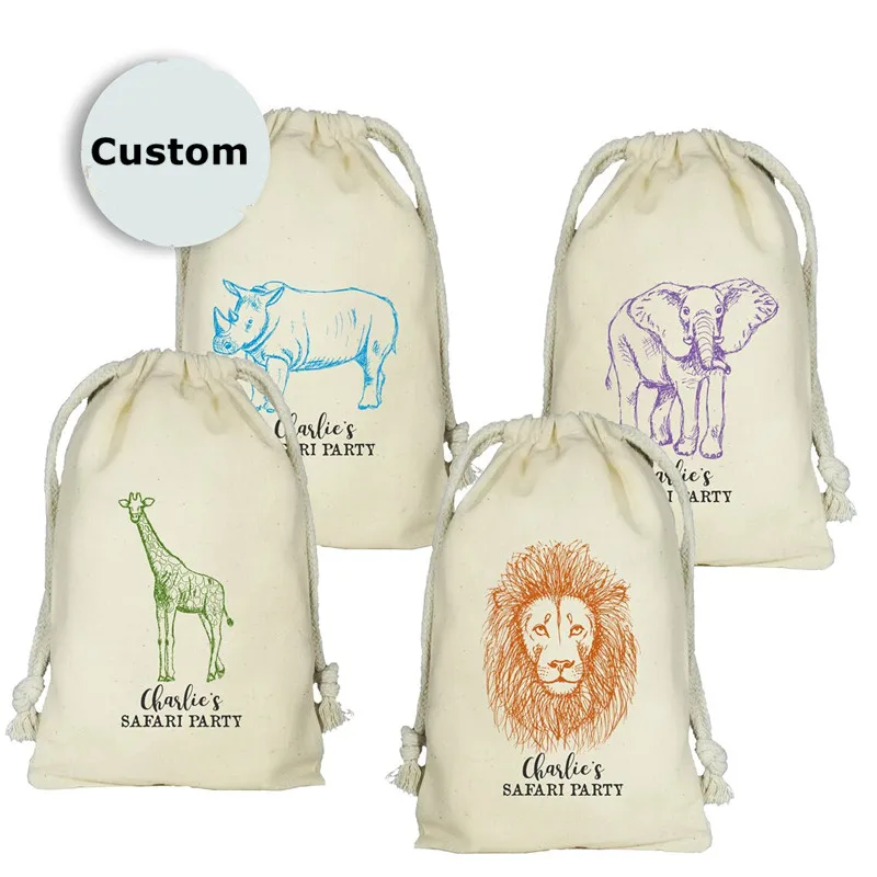 Safari Wild Animal Bomboniere, Set Di 20 Borse Bomboniere Personalizzate, Leone, Giraffa, Elefante, Rhino Bomboniere, Festa Safari Personalizzata