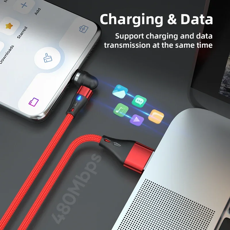 Enhanced Title: AUFU 540° Rotating Magnetic Fast Charging Cable with 5A Power Delivery