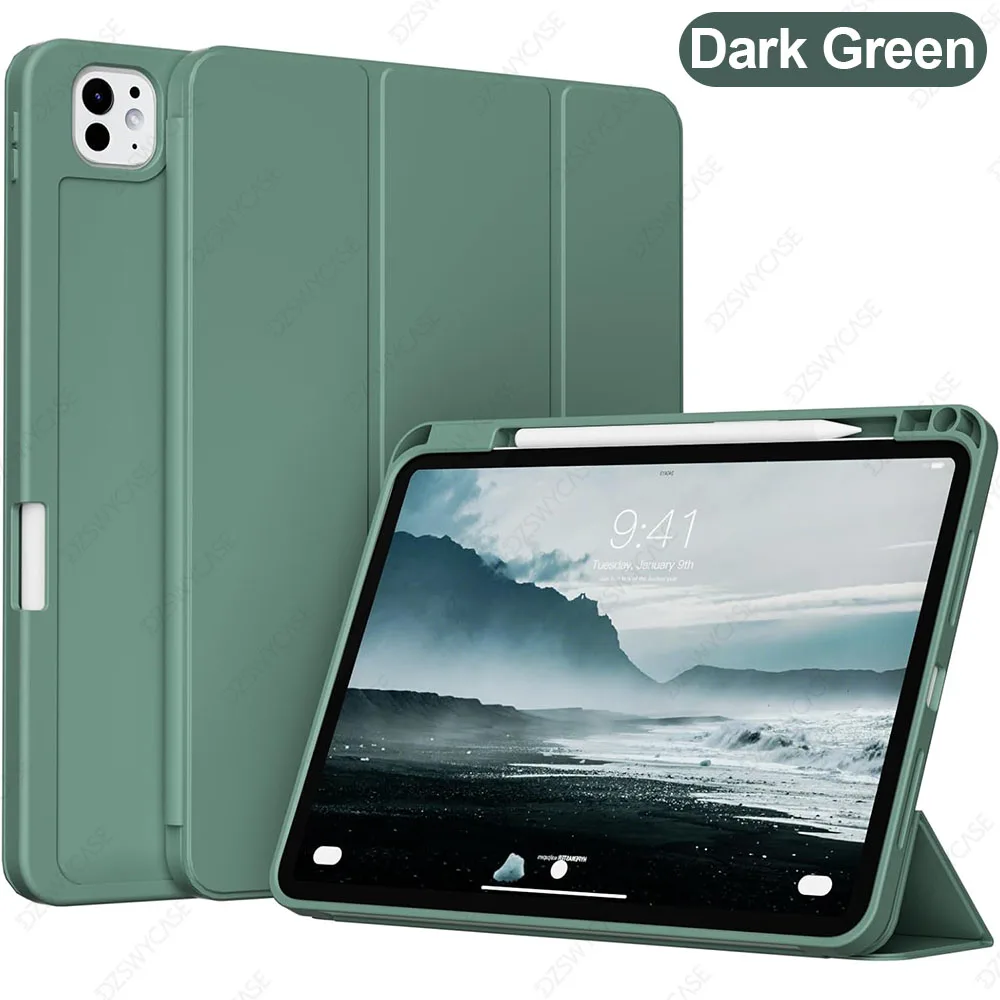 Enhanced iPad Pro 11 Case with Pencil Holder, Trifold Stand & Soft TPU Cover, Auto Wake/Sleep