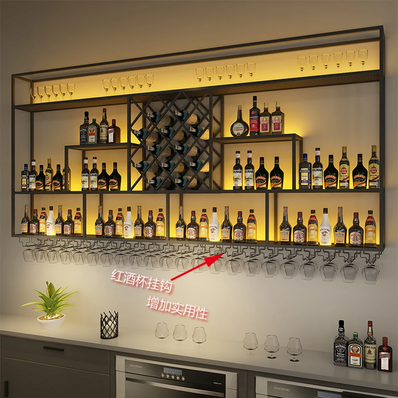 

Free Standing Wine Rack Whisky Holder Display Wall Mounted Wine Rack Modern Luxury Vinera Para Vinos Estante Bar Cabinet Home