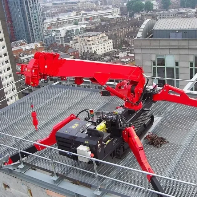 รถเครนแมงมุมแบบกำหนดเองคุณภาพสูง เครื่องยนต์ดีเซล ได้รับมาตรฐาน CE รถเครนตีนตะขาบขนาดเล็ก ยกกระจก ยกผนัง แบบยืดหดได้ รถเครนแมงมุมขนาดเล็ก 1