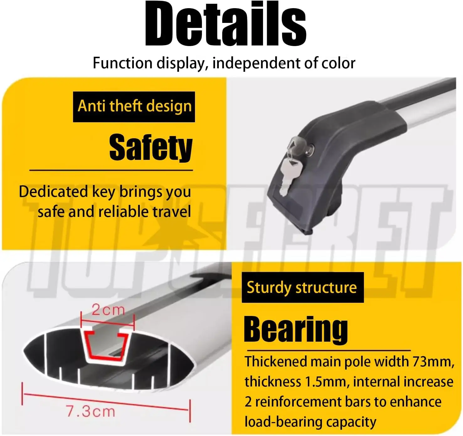 BYD Atto 3 / Yuan Plus Lockable Aluminium Roof Rack Cross Bars view 2