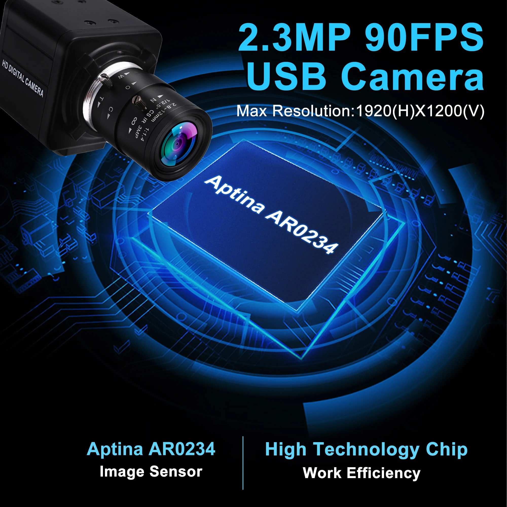 ELP 2MP  90FPS ۷ι  ̴ UVC USB2.0  ī޶ AR0234,  , 5-50mm, 2.8-12mm   