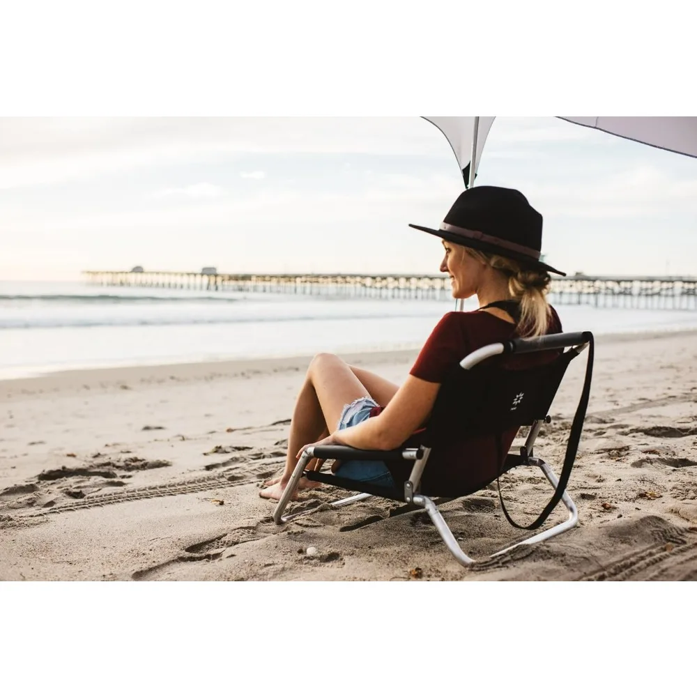 Folding chair 2Pack Lightweight Water Resistant Beach Chairs with Shoulder Strap and Slip Pocket Folds Thin(Black) Folding chair 2