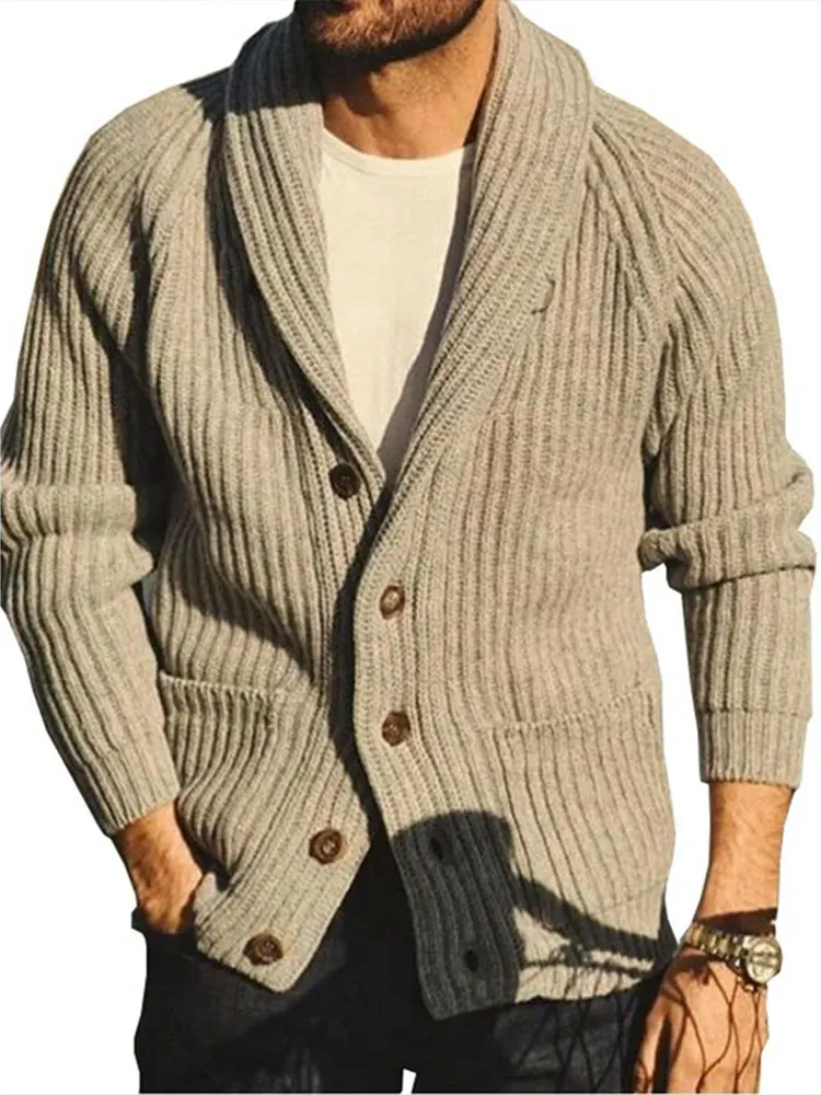 Button Essential High Quality Loose Long Sleeve Sweater Autumn Men's Knitwear Solid Color Cardigan Sweater Fashion Wardrobe