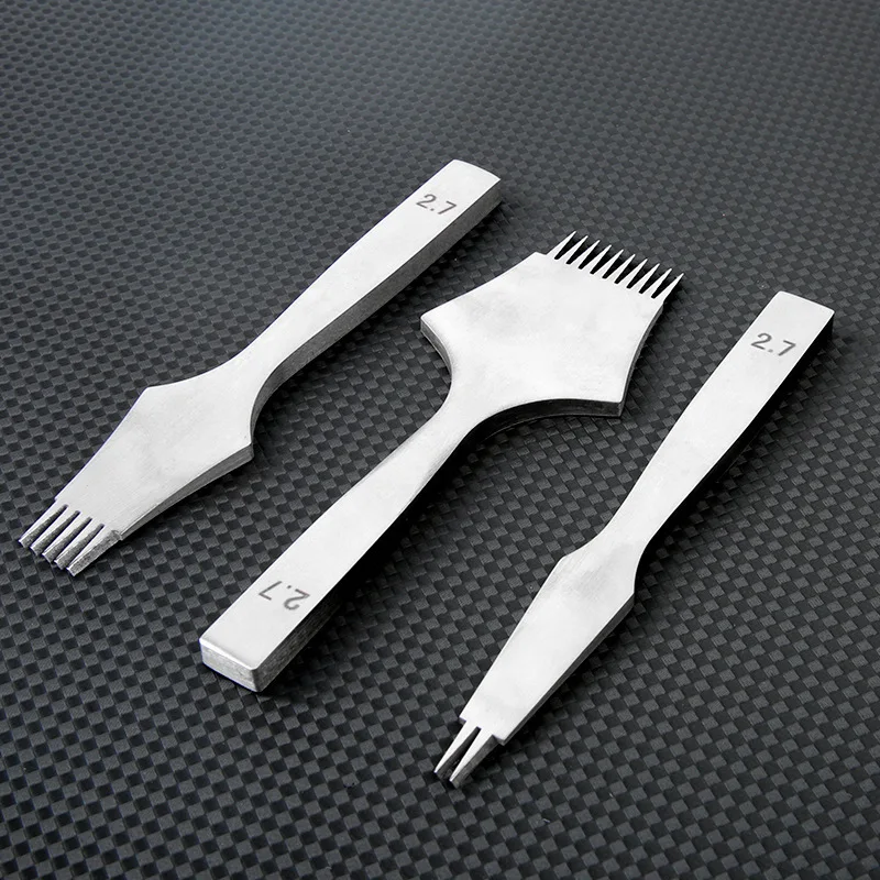 Leather Chisels French Style Piercing Punching Leather Stamping Tools Punching Molds Steel Polishing Spacing 2.7/3.0/3.38/3.85mm