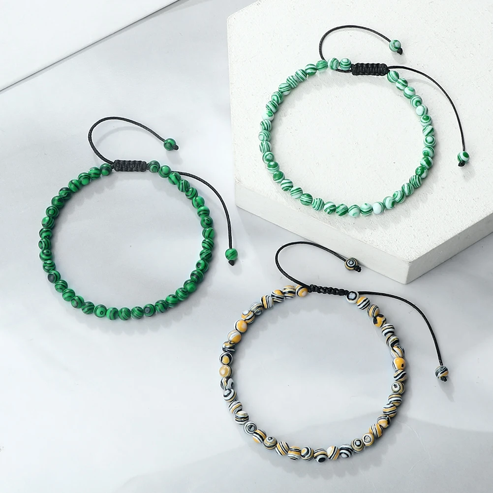 Multicolor Minimalist Natural Malachite Beaded Bracelet – Handmade Yoga Jewelry