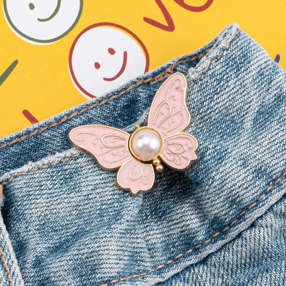 Adjustable Waist Tightener Butterfly Shape No Sew Button Clip for Jeans Pants Skirts Clothing Size Adjuster Metal Buckle