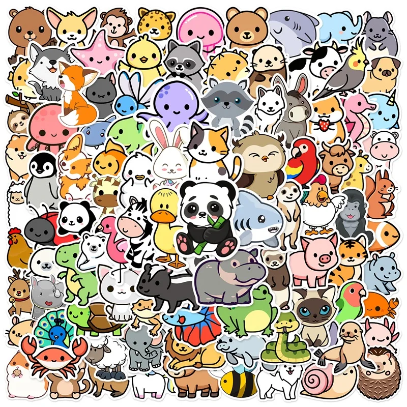 10/30/50/100PCS Cute Small Animal PVC Sticker Aesthetic Decoration Scrapbooking Korean Stationery School Supplies for Kids