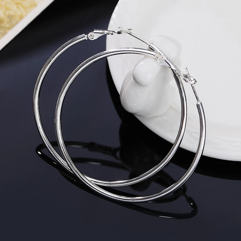 Aravant 925 Silver 50mm 60mm 70mm 80mm Big Hoop Earrings For Women