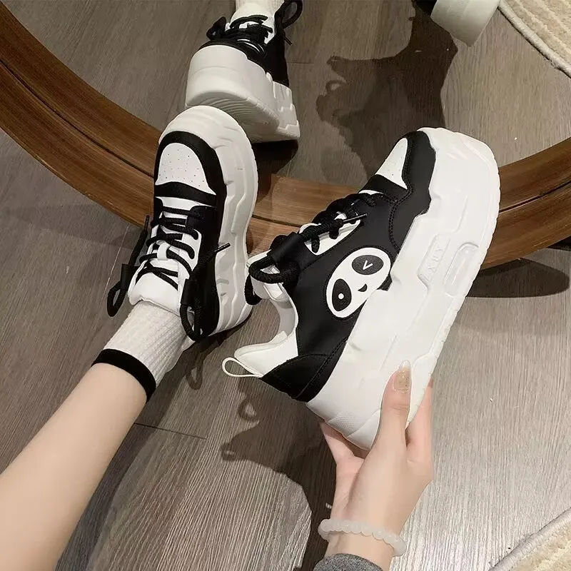 Woman Chaussures Femme 6CM High Platform Sneakers Women Casual Leather Sport Shoes New Autumn Vulcanized Skateboard Zapatillas