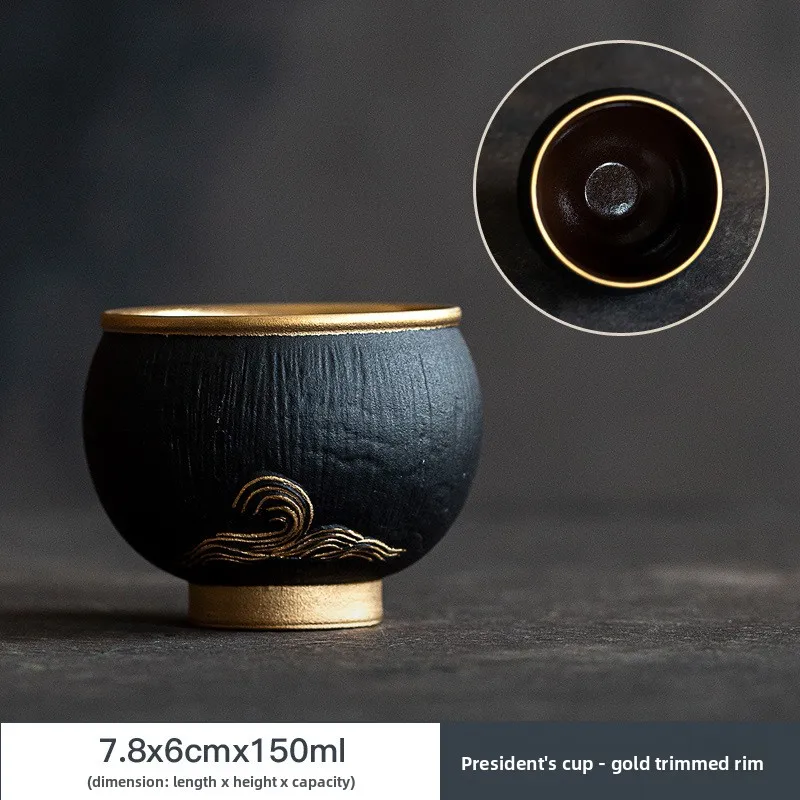 Coarse pottery ceramic master cup, high-end Chinese retro tea drinking cup gift box, a must for gifts at the company's annual