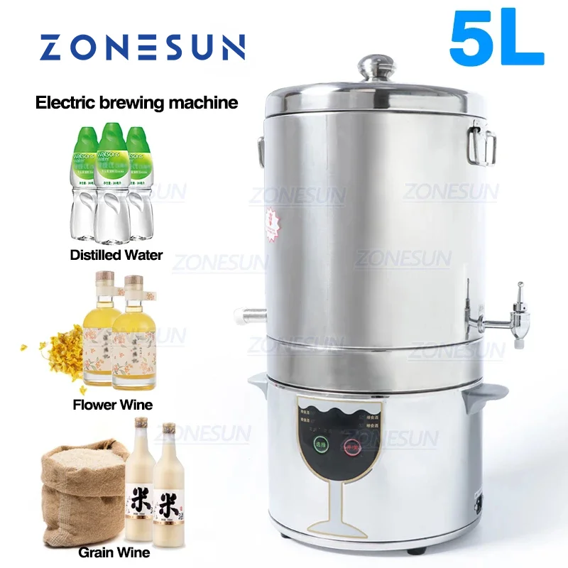 ZONESUN 5L Distilled Water Home Wine Distiller For Flower Grains Fruit Wine Alcohol Home Wine Making Machine For Alcohol Drinker