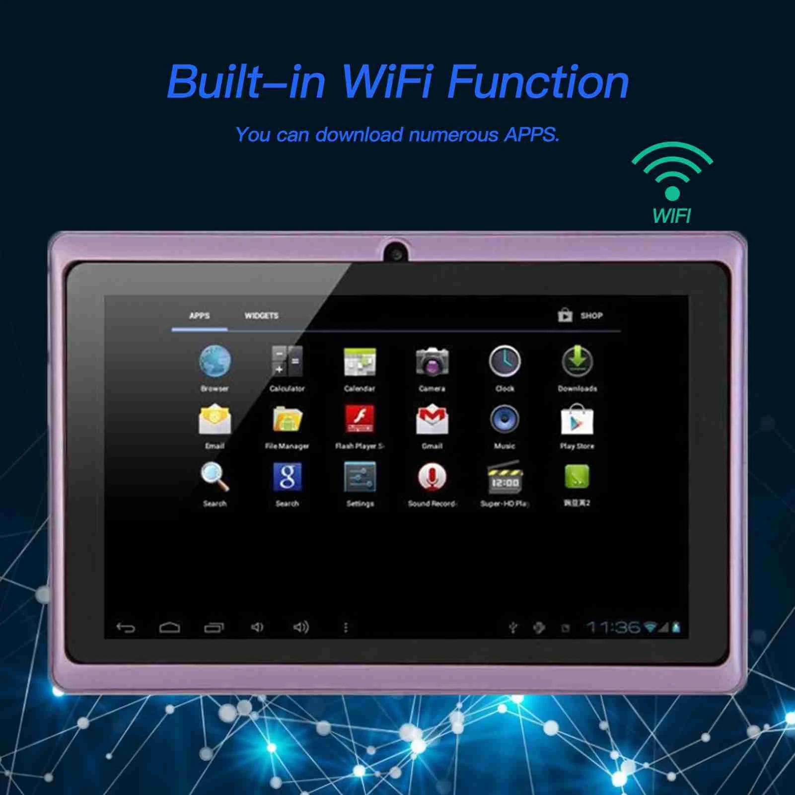 【신제품】7인치 디스플레이 화면 태블릿 0.3MP 듀얼 카메라 1G+8G 1024x600 태블릿(안드로이드 7.0 듀얼 카메라 태블릿용)