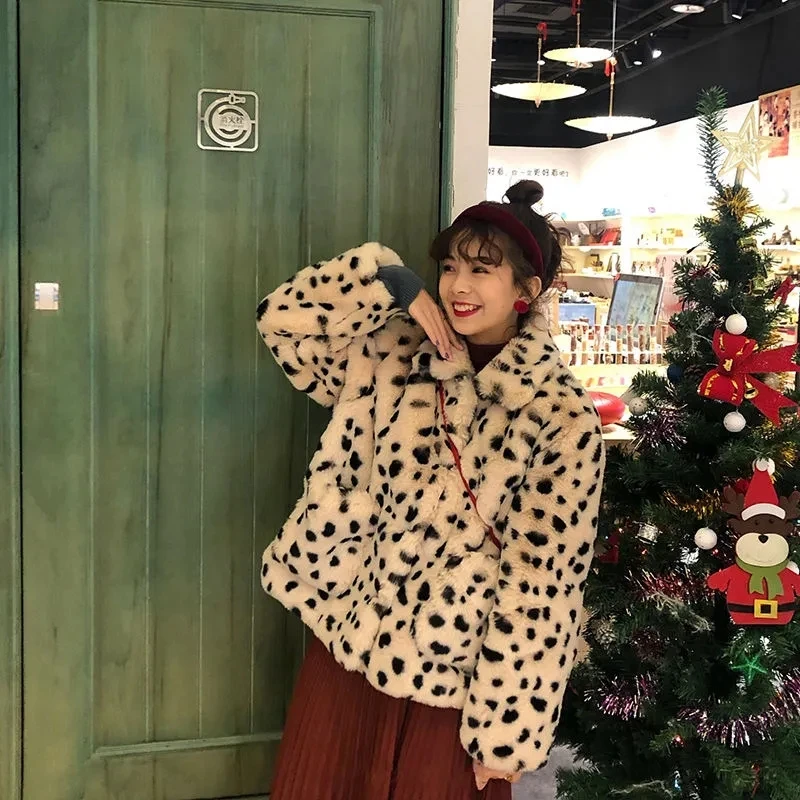 Formal DressesFaux Leopard Pattern Fur Coat For Women, Warm, Leisure Commuting, Loose, Integrated, Winter, New, 2024