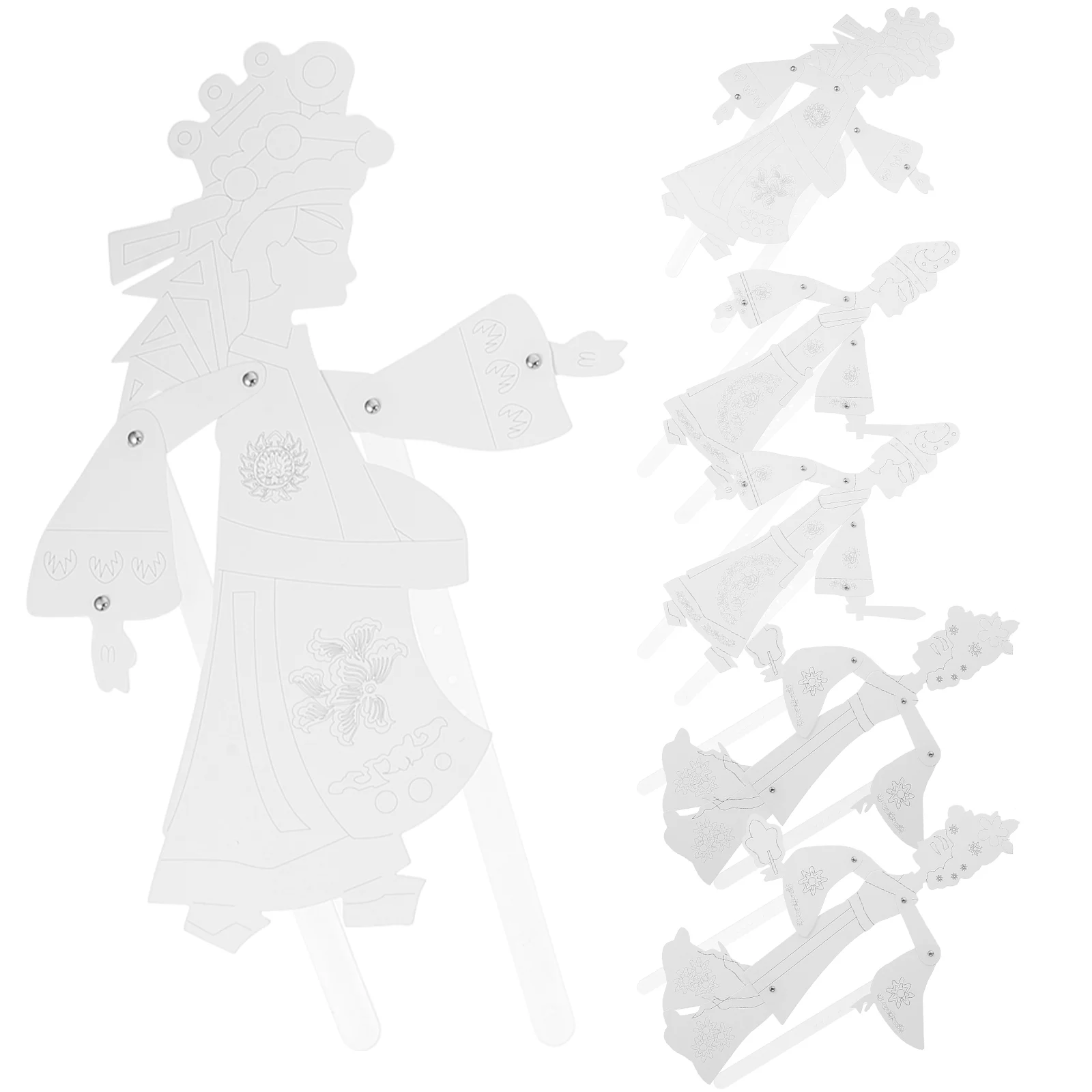 6 Pcs Casual Shadow Play Toy Child Puppets for Adults Fairytale M Paper DIY Material Puppetry