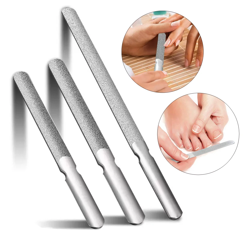 1pcs Stainless Steel Double Side Nail File Manicure Pedicure Metal File Polish Remover Buffer