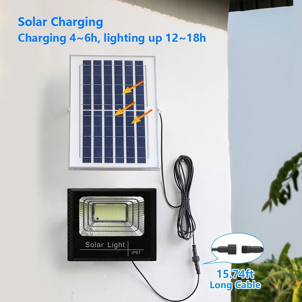 LED Solar Light Flood Lights Outdoor Solar Reflector Spotlights 50w 100w 200w 300w 500w With Remote Control For Garden Street 6