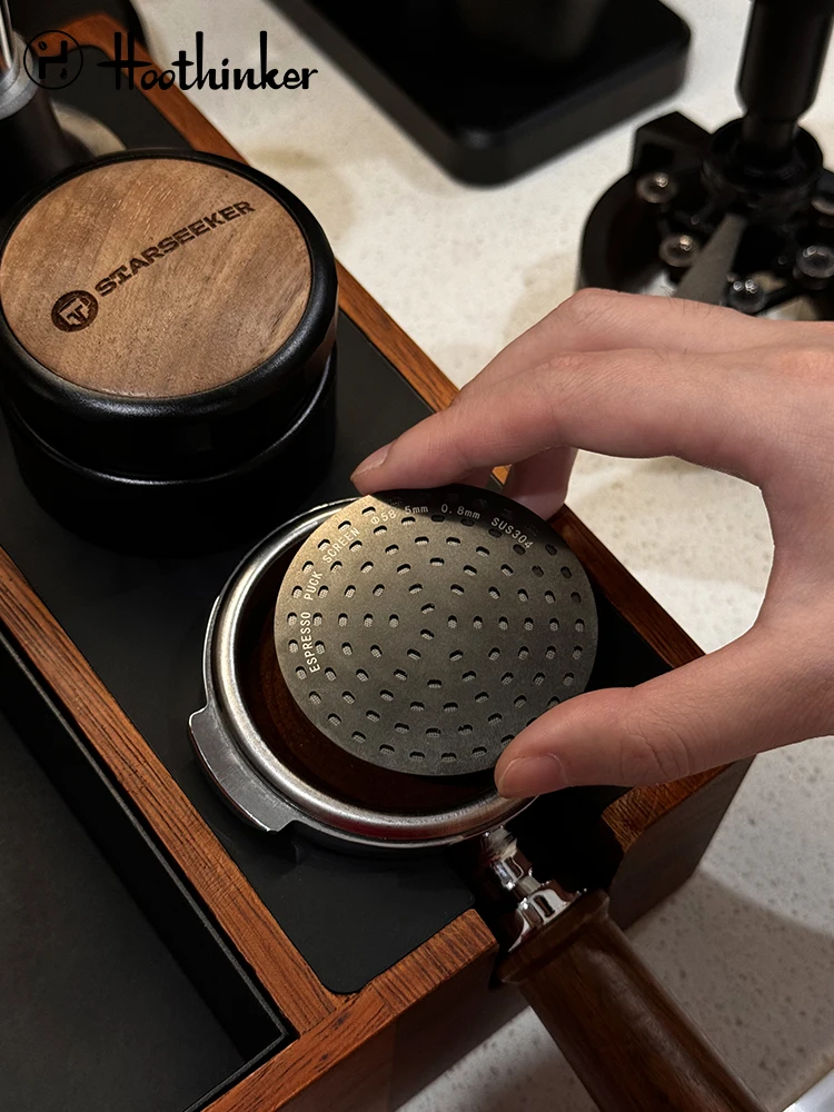 Hoothinker Espresso Puck Screen Espresso Filter Titanium Coating 51mm/53mm/58.5mm Portafilter Filter Basket 0.8mm