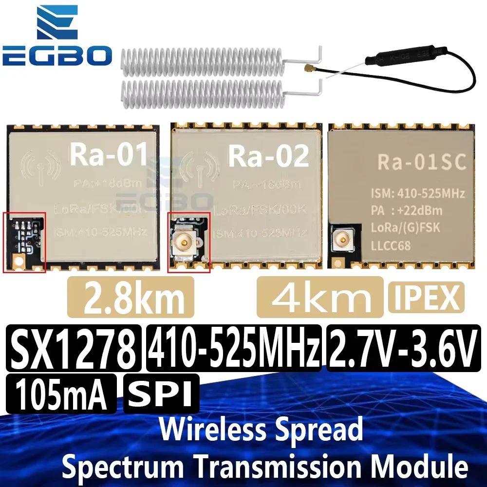 1~10PCS Ra-01SC RA-01 RA-02 LoRa SX1278 433Mhz Drahtloses Spread-Spectrum-Übertragungsmodul mit maximaler Reichweite von 10KM für Arduino