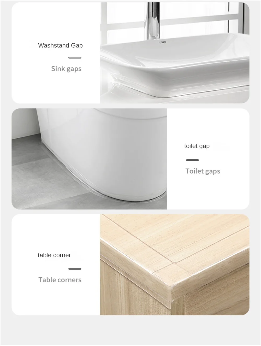 Description Picture 4 of item1 Roll Bathroom Kitchen Self Adhesive Sealing Shower Sink Bath Caulk Strip Waterproof Wall Sticker Sink Edge Tapea househol